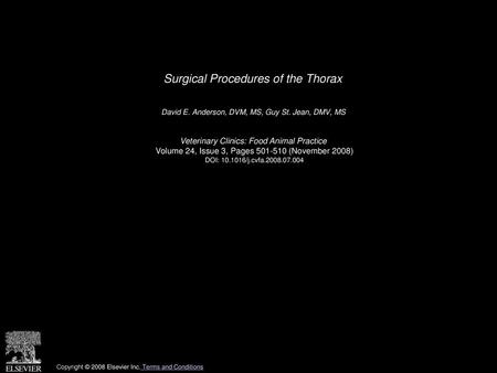 Surgical Procedures of the Thorax