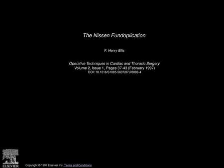 The Nissen Fundoplication