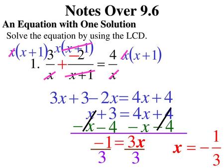 Notes Over 9.6 An Equation with One Solution