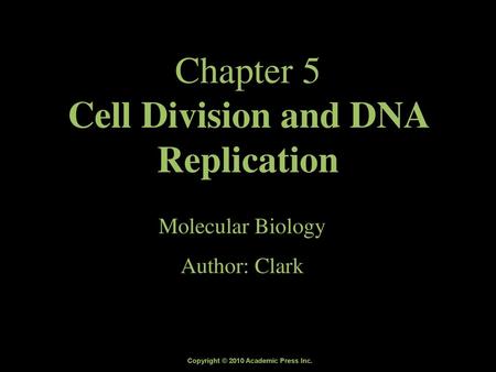 Chapter 5 Cell Division and DNA Replication