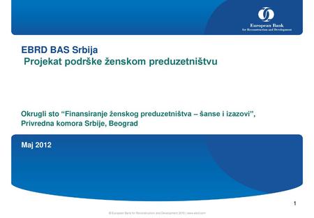 EBRD BAS Srbija Projekat podrške ženskom preduzetništvu