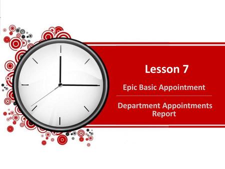 Epic Basic Appointment Department Appointments Report