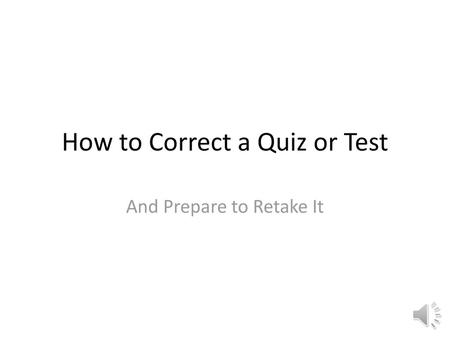 How to Correct a Quiz or Test