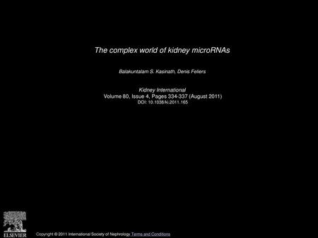 The complex world of kidney microRNAs
