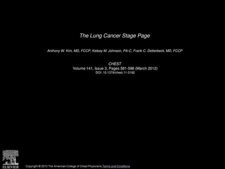 The Lung Cancer Stage Page