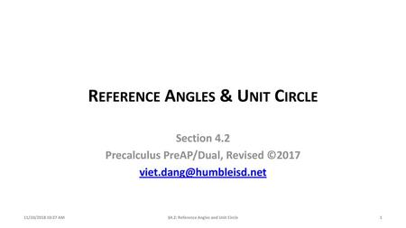Reference Angles & Unit Circle
