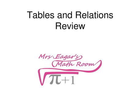 Tables and Relations Review