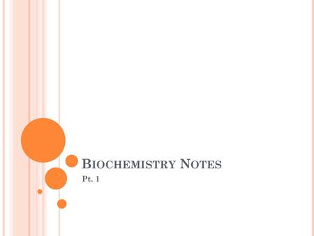 Biochemistry Notes Pt. 1.