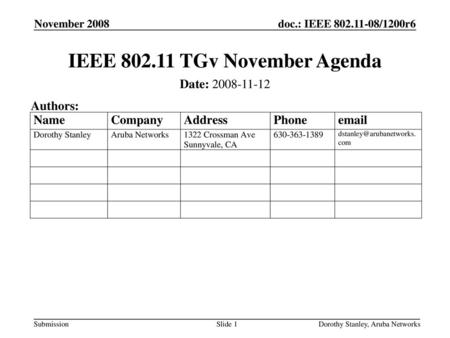 IEEE TGv November Agenda