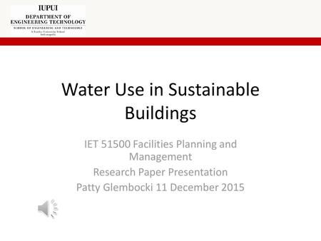 Water Use in Sustainable Buildings
