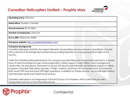 Canadian Helicopters Limited – Prophix story