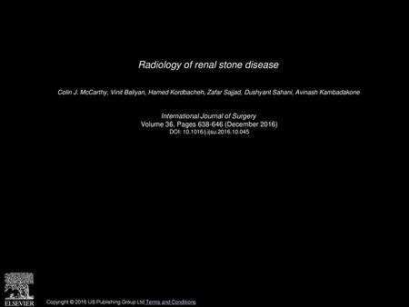 Radiology of renal stone disease