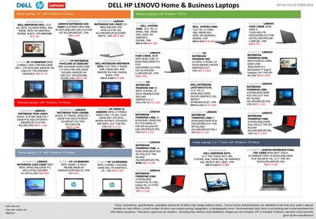 DELL HP LENOVO Home & Business Laptops