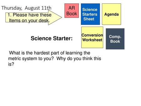 Thursday, August 11th Day 2 Science Starter: AR Book