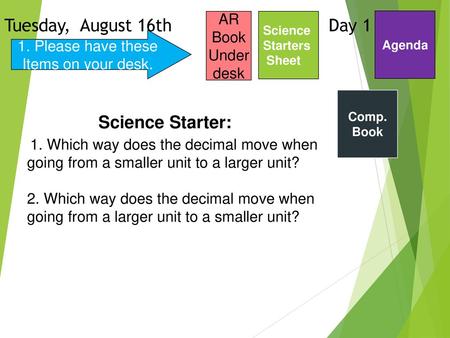 Tuesday, August 16th Day 1 Science Starter: AR Book Under