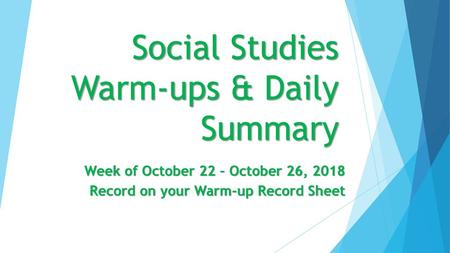 Social Studies Warm-ups & Daily Summary