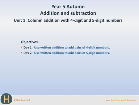 Year 5 Autumn Addition and subtraction