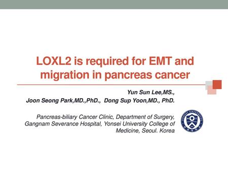 LOXL2 is required for EMT and migration in pancreas cancer