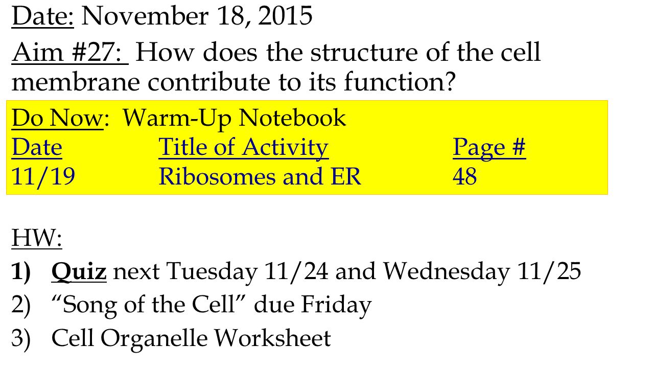 Date: November 22, 22 Aim #22: How does the structure of the Within Membrane Structure And Function Worksheet