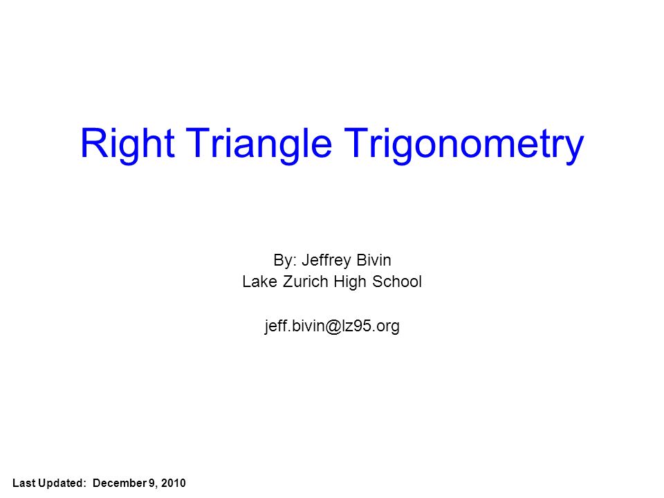 Right Triangle Trigonometry - ppt video online download