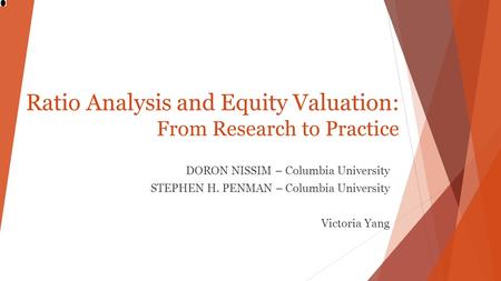 Ratio Analysis and Equity Valuation: From Research to Practice