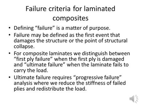 Failure criteria for laminated composites