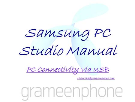 Samsung PC Studio Manual PC Connectivity Via USB