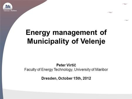 Energy management of Municipality of Velenje