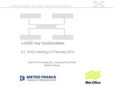 V-GISC Presentation – ET_WISC – Geneva - February 3 2010 v-GISC key functionalities ET_WISC meeting 2-5 February 2010 Jean-Pierre Aubagnac, Jacques Roumilhac.