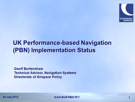 UK Performance-based Navigation (PBN) Implementation Status