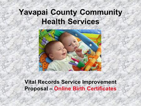 Yavapai County Community Health Services Vital Records Service Improvement Proposal – Online Birth Certificates.