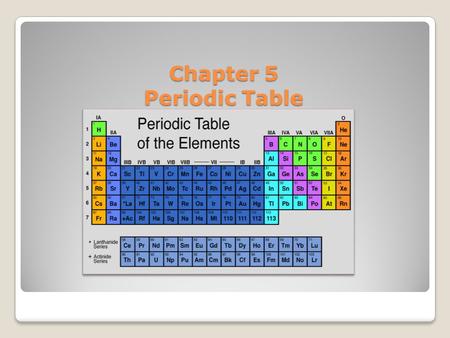 Chapter 5 Periodic Table