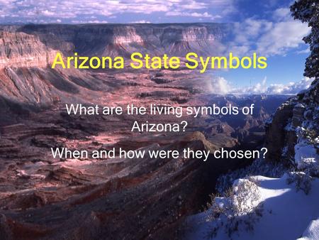 Arizona State Symbols What are the living symbols of Arizona? When and how were they chosen?