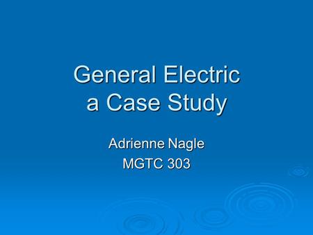 General Electric a Case Study