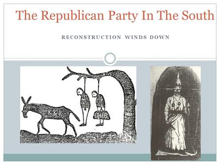 RECONSTRUCTION WINDS DOWN The Republican Party In The South.