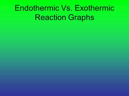 Endothermic Vs. Exothermic Reaction Graphs. Endothermic Reaction: a reaction in which the products have more stored energy than the reactants. The reaction.