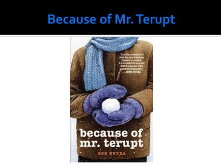 Mr. Terupt is not an ordinary teacher, he makes the classroom a very fun place. But not much gets past Mr. Terupt. He may be the most interesting teacher.