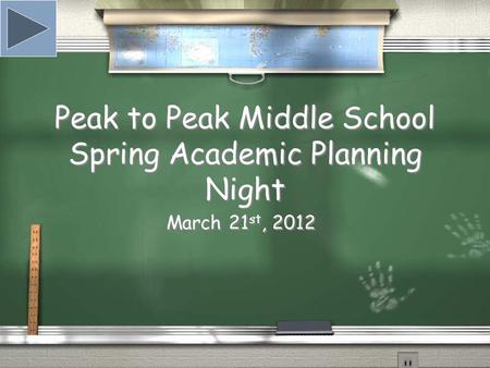 Peak to Peak Middle School Spring Academic Planning Night March 21 st, 2012.