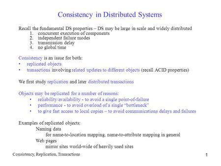 Consistency in Distributed Systems