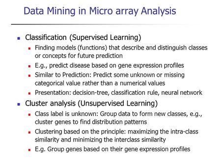 Data Mining in Micro array Analysis