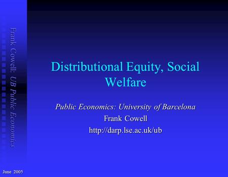 Distributional Equity, Social Welfare