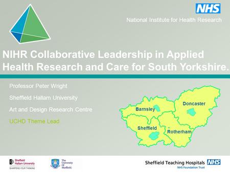 Professor Peter Wright Sheffield Hallam University Art and Design Research Centre UCHD Theme Lead NIHR Collaborative Leadership in Applied Health Research.