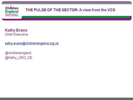 Kathy Evans  THE PULSE OF THE SECTOR: A view from the VCS.
