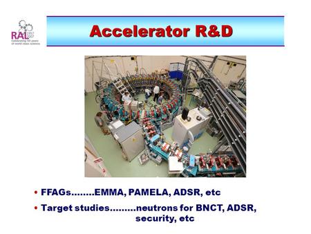 Accelerator R&D FFAGs EMMA, PAMELA, ADSR, etc