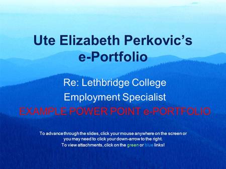 Ute Elizabeth Perkovic’s e-Portfolio