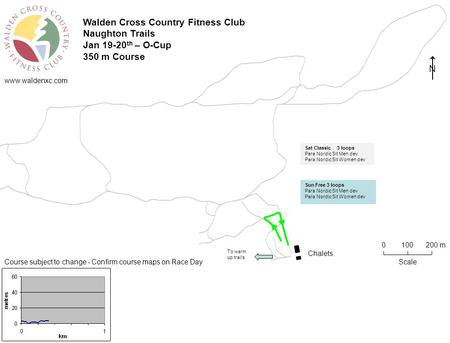Www.waldenxc.com Walden Cross Country Fitness Club Naughton Trails Jan 19-20 th – O-Cup 350 m Course Chalets Scale 0100 200 m Course subject to change.