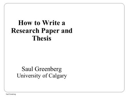 How to write a research paper and thesis