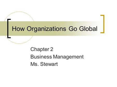 How Organizations Go Global
