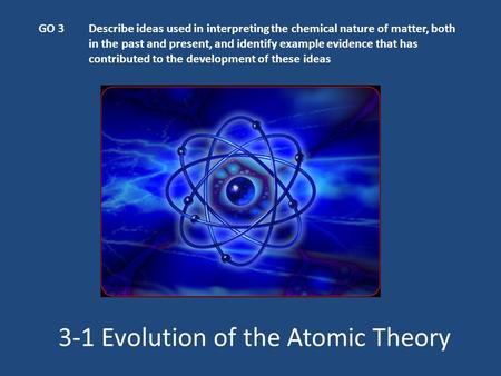 3-1 Evolution of the Atomic Theory