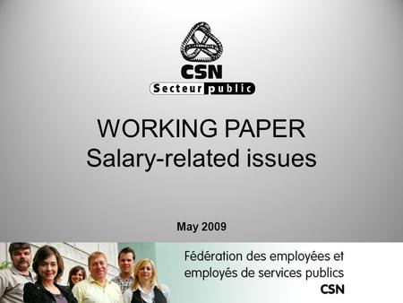 WORKING PAPER Salary-related issues May 2009. Working paper, Salary-related issues Introduction A strategy that measures up to our goals Do away with.